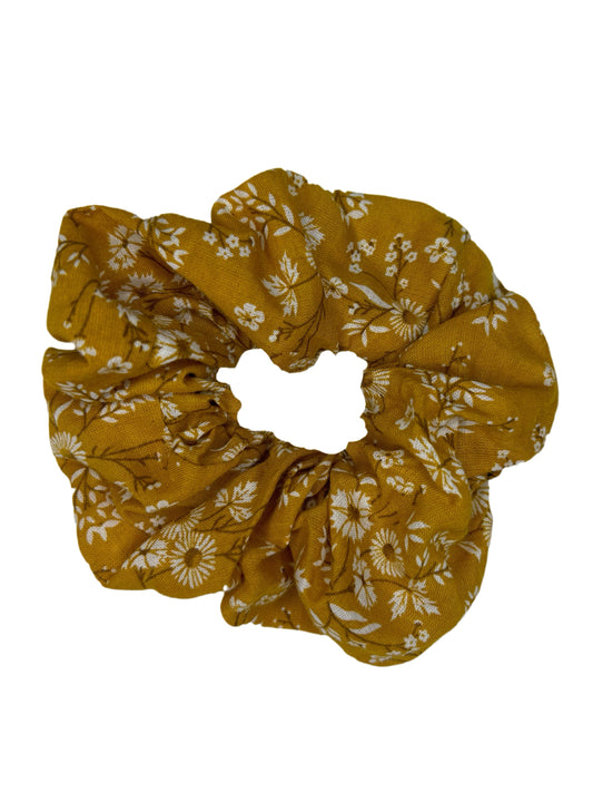 Mustard Floral Scrunchie