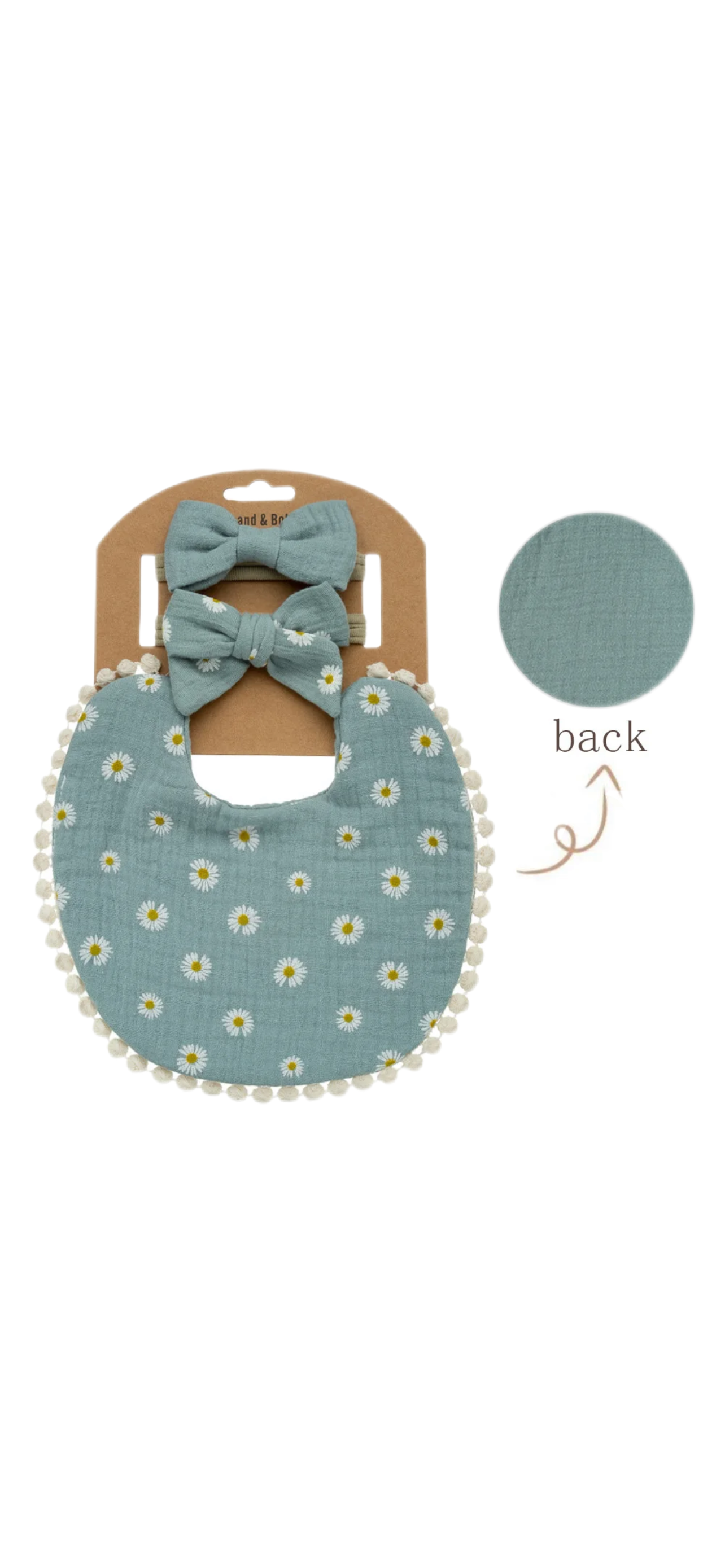 Bib and Bow Set - Teal Daisy’s