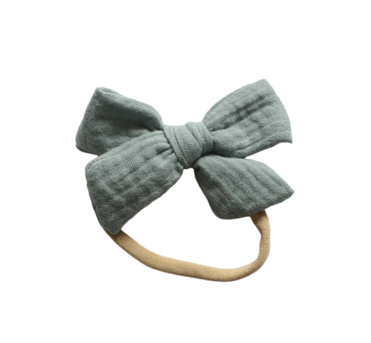 Baby Headband Bow - Dusty Aqua